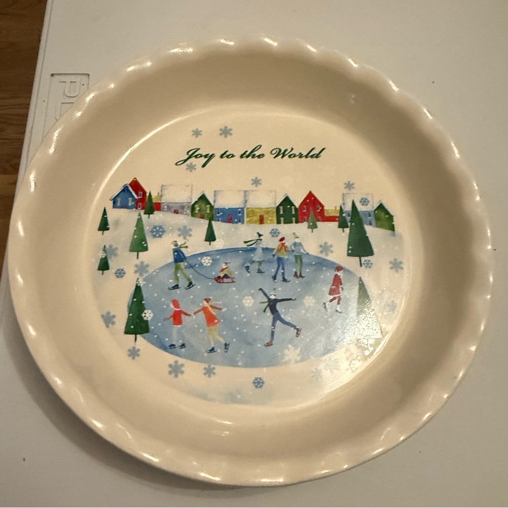 Nantucket Ceramic Joy to the World Pie Dish